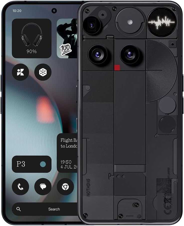 Nothing Phone (3) - Smartphone with 50 MP Triple Rear Camera System, 24 Hour Silicon Carbon Long Lasting Battery, 6.67" 120Hz AMOLED Display and Glyph Matrix, All Carriers, 12GB + 256GB - Black