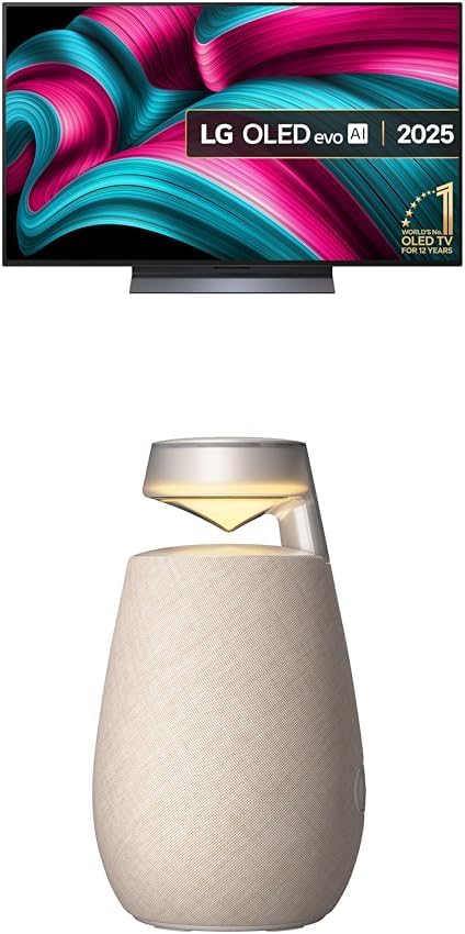 LG OLED48C55LA 48-Inch OLEDevo AI 4K UHD Smart TV bundle with X02 Portable Bluetooth Multi-Directional Speaker, 15H Battery Life, IP55 Waterproof