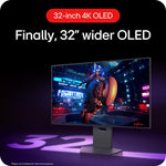 LG UltraGear OLED Gaming Monitor 32GS95UV-B – 4K 32 inch WOLED, Dual-Mode 240Hz / 480Hz, 0.03ms, AMD FreeSync Premium Pro, Built-in Speakers, HDR True Black 400, DP 1.4 with DSC, HDMI 2.1, Black