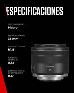 Canon RF 35mm F/1.8 Macro IS STM Lens for EOS R Cameras Black