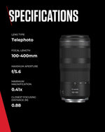 Canon RF 100-400mm F5.6-8 IS USM Telephoto Zoom Lens Black