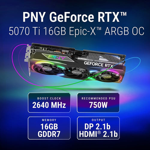 PNY GeForce RTX 5070 Ti 16GB GDDR7 ARGB OC Triple Fan Graphics Card