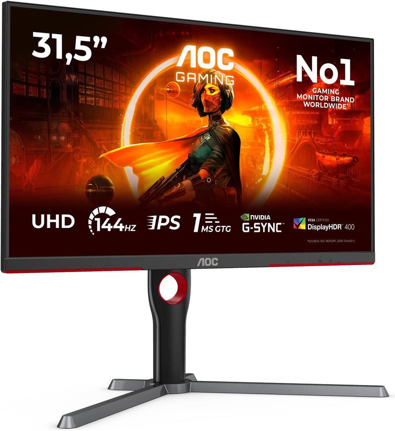 AOC U32G3X 32" 4K UHD 144Hz IPS Gaming Monitor 1ms G-Sync Compatible HDR400