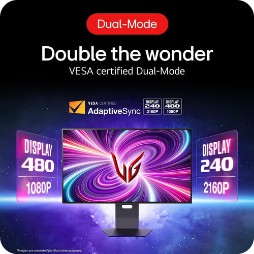 LG UltraGear OLED Gaming Monitor 32GS95UV-B – 4K 32 inch WOLED, Dual-Mode 240Hz / 480Hz, 0.03ms, AMD FreeSync Premium Pro, Built-in Speakers, HDR True Black 400, DP 1.4 with DSC, HDMI 2.1, Black