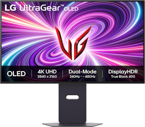 LG UltraGear OLED Gaming Monitor 32GS95UV-B – 4K 32 inch WOLED, Dual-Mode 240Hz / 480Hz, 0.03ms, AMD FreeSync Premium Pro, Built-in Speakers, HDR True Black 400, DP 1.4 with DSC, HDMI 2.1, Black