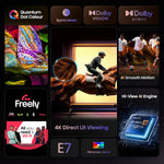Hisense 75" 75E7QTUK QLED Smart AI TV - 4K Direct Lit Viewing, Quantum Dot Colour, Hi-View AI Engine, Dolby Vision, Dolby Atmos with Freely, Disney +, YouTube, Netflix